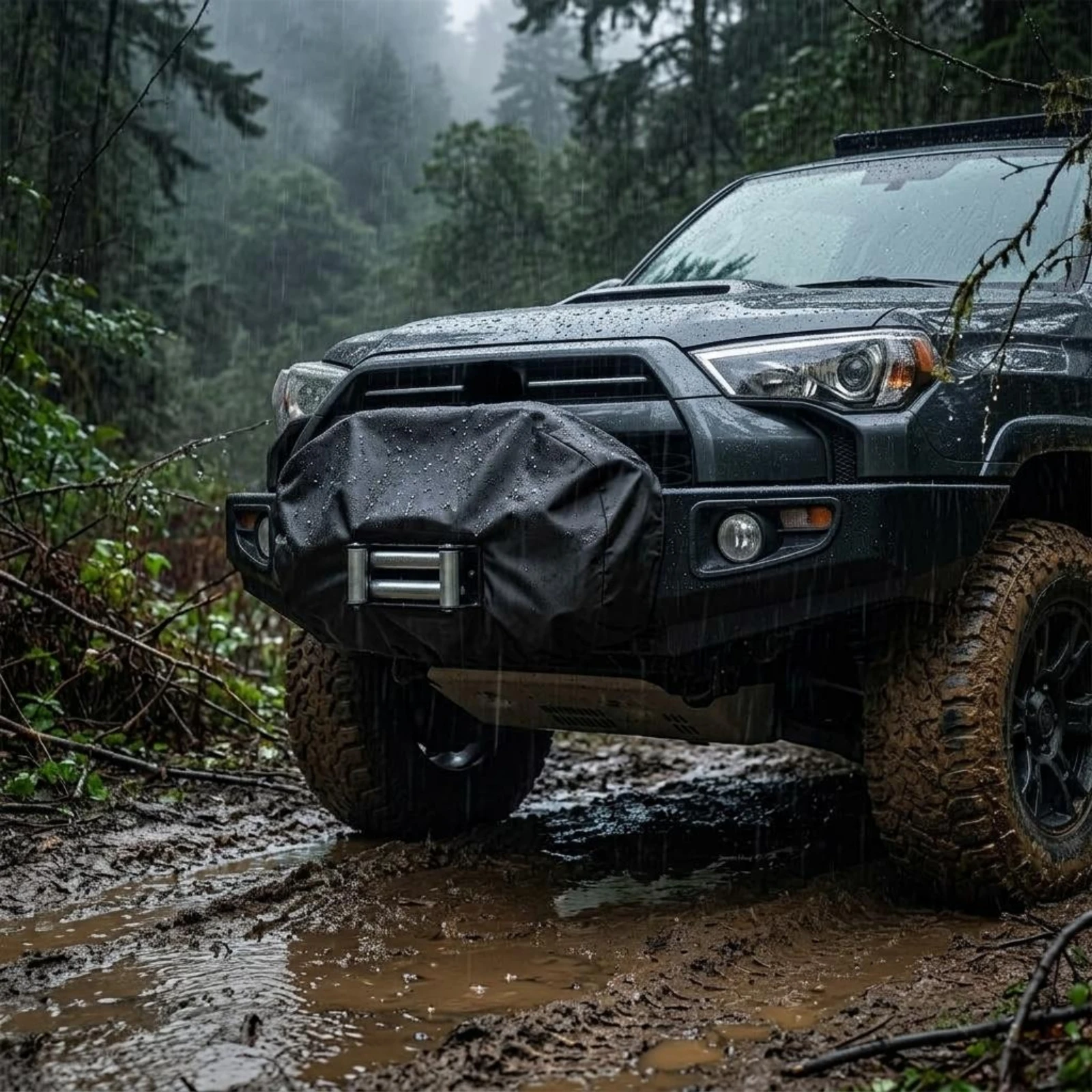 Electric Winch Cover Waterproof Car Winch Cover Vehicle Gear Shielding Weather-Resistant for Outdoor