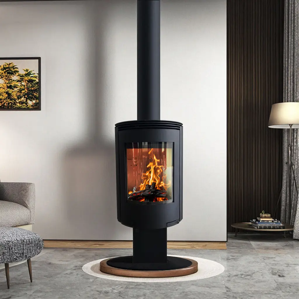 

Современная домашняя отдельно стоящая дровяная каминная печь, настоящий огонь, нагревательная печь из углеродистой стали для спальни, элегантный камин