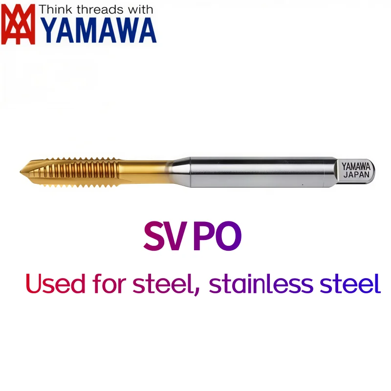 1PCS Japan YAMAWA SV PO Spiral Pointed Tap  M1 M2X0.4 M3X0.5 M4X0.7 M5X0.8 M6X1 M7 M8X1.25 M10X1.5 M12 M14-M24 TIN Tap JIS Steel