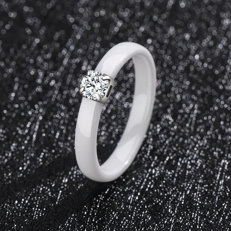 Classic Women Engagement Ring Wedding Ultra-thin Ordinary Ceramic Minimalist White Ring Suitable Daily Wear Jewelry Accessories