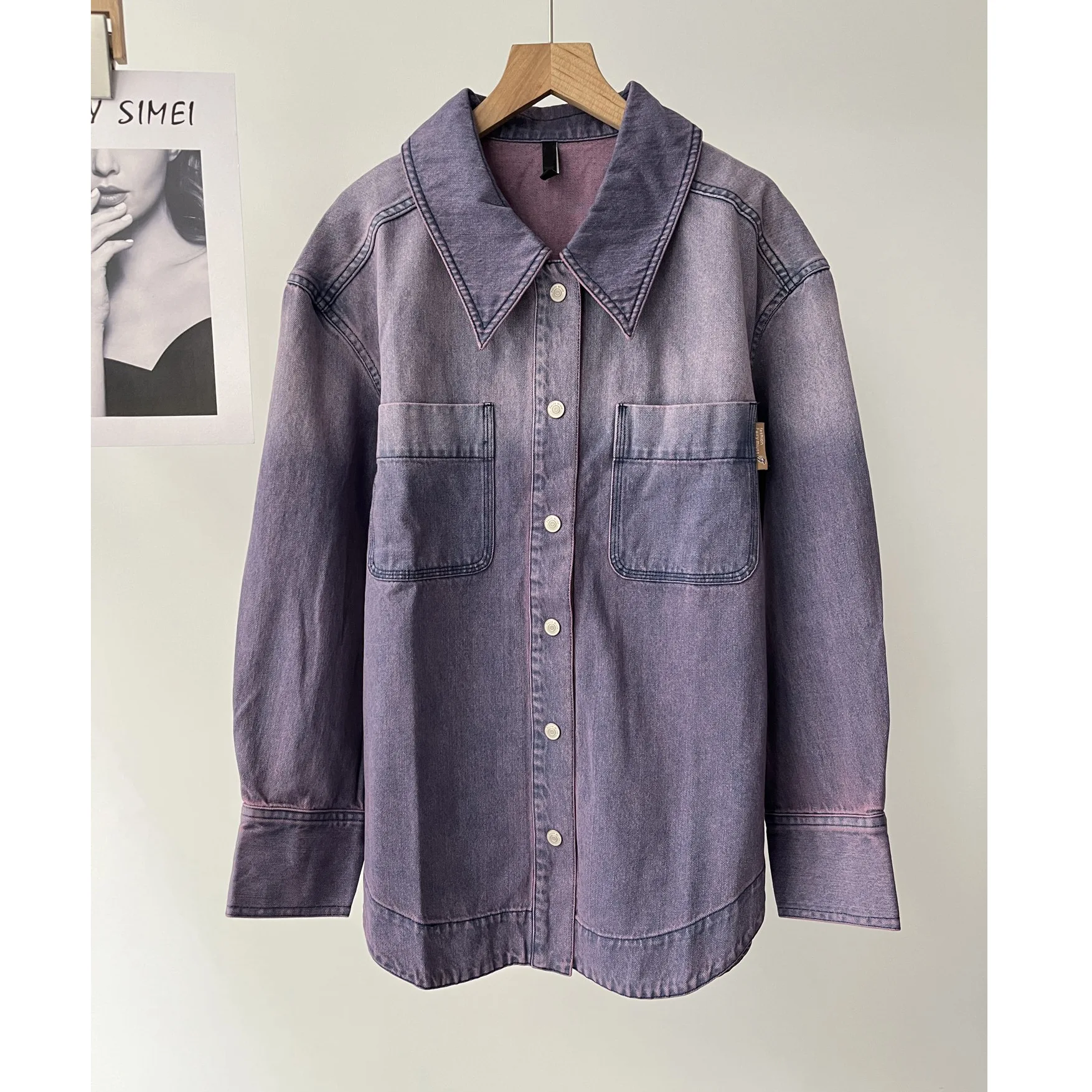 

Женская рубашка SuperAen в корейском ретро-стиле с принтом и отложным воротником, с длинными рукавами, осенняя новинка 2026 года, нишевый модный топ для женщин