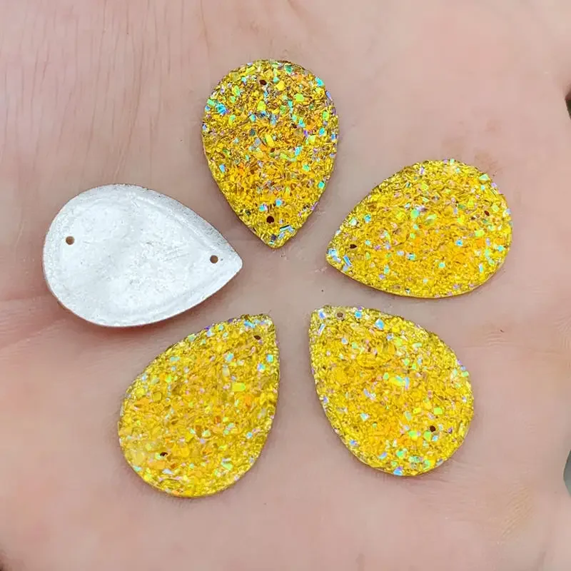 15pcs 18*25mm Bling AB Colors Convex Mineral Surface Crystal Resin Rhinestone Flatback Cabochon Stone Wedding Decoration