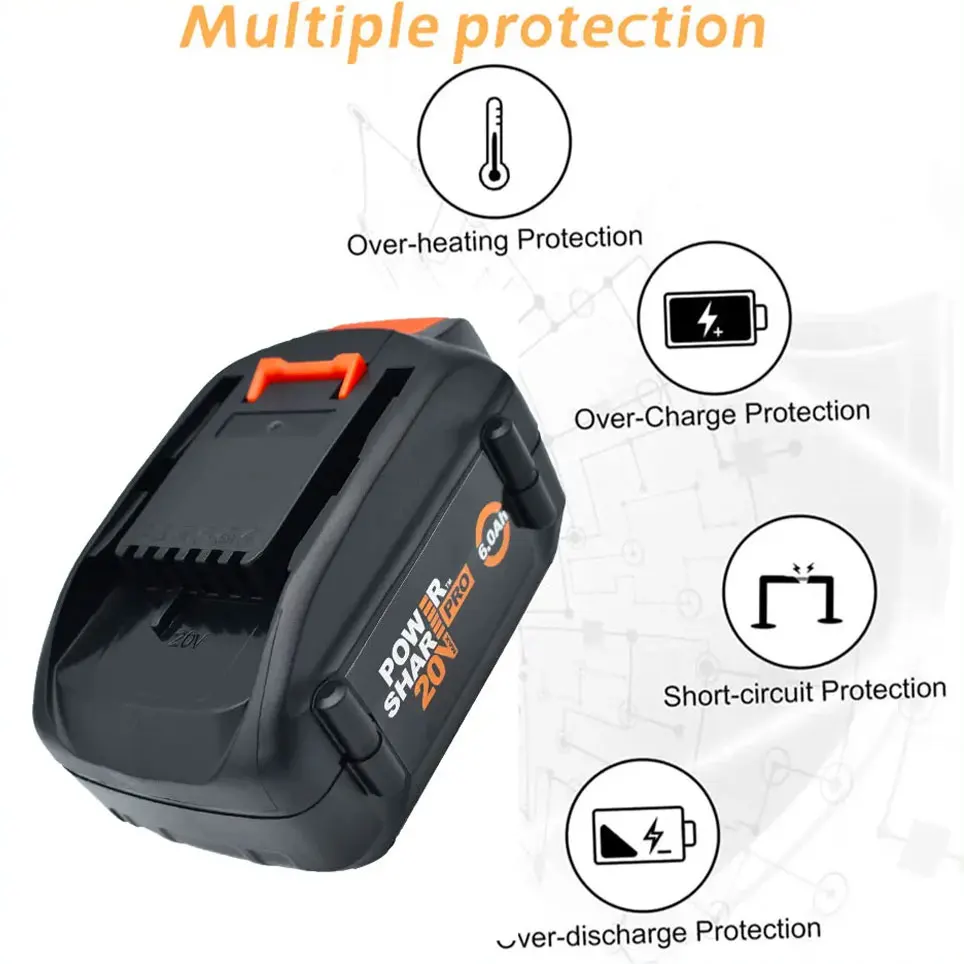 Do WORX WA3520 6000mAH Akumulator litowo-jonowy Nowy Do WORX WA3525 20V Zamiennik Do WORX WA3511 WA3512 WA3522 WA3575 Akumulator modelu