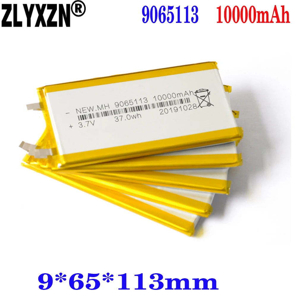 1-10pcs Li Batteries Li-ion 3.7V Rechargeable Battery Lithium Polymer Backup Power Bank 9065113 10000mAh 9*65*113mm