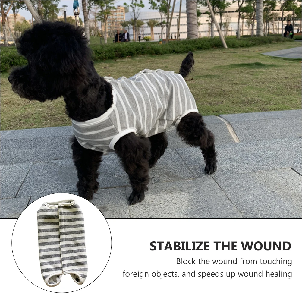 

Striped Recovery Suit For Dog Postoperative Protection Surgery Wear Wound Prevention Durable Easy Wear Fast Healing Dog