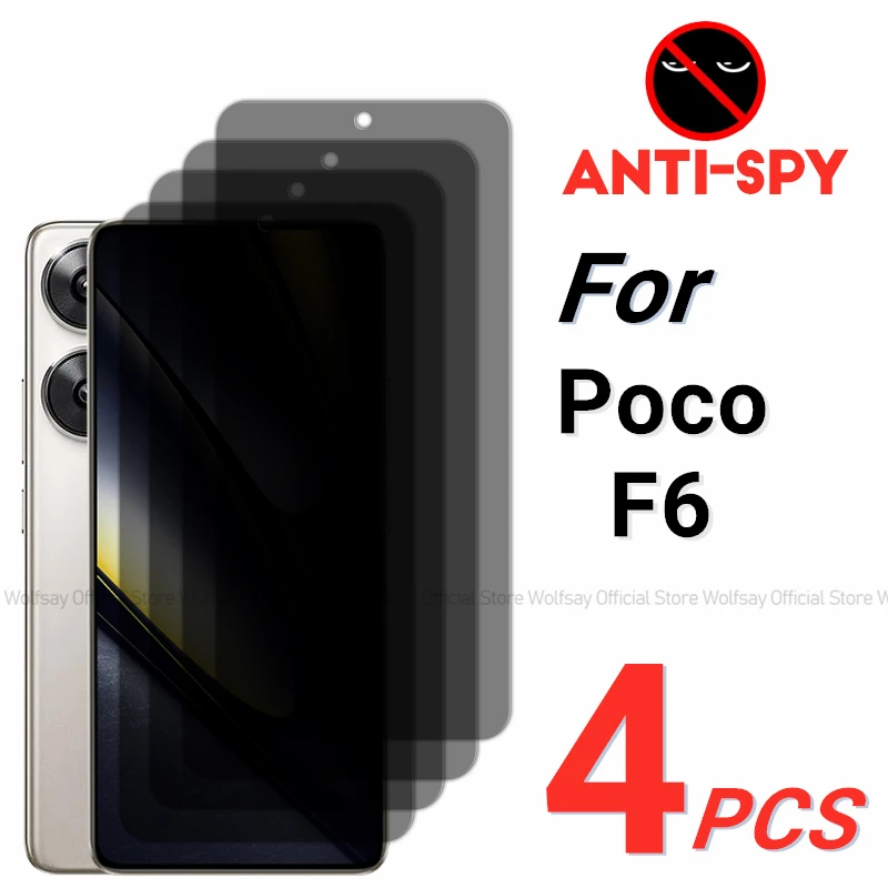 2/4PCS Privacy Screen Protector For Xiaomi Poco F6 Anti-Spy Tempered Glass For Xiaomi Poco F6 5G Glass Film For Xiaomi Poco F6