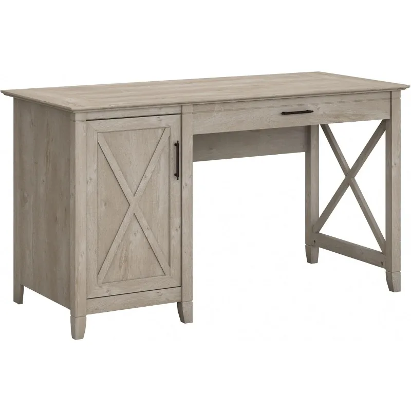 Key West Computer Desk with storage | Farmhouse PC Desk Home Office Washed gray | 54W x 24D