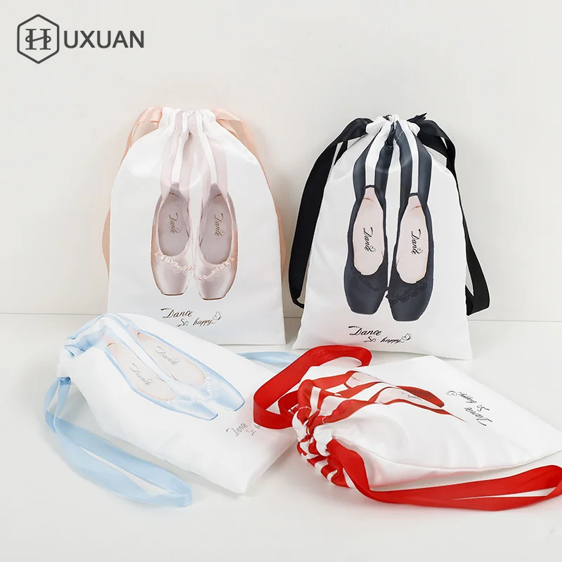 Pink White Dance Bag Shoes Storage Pouch Ballet Organizer Handbag Bags Pouches Satin Ballet Shoe Bag Dance Shoes Pouch