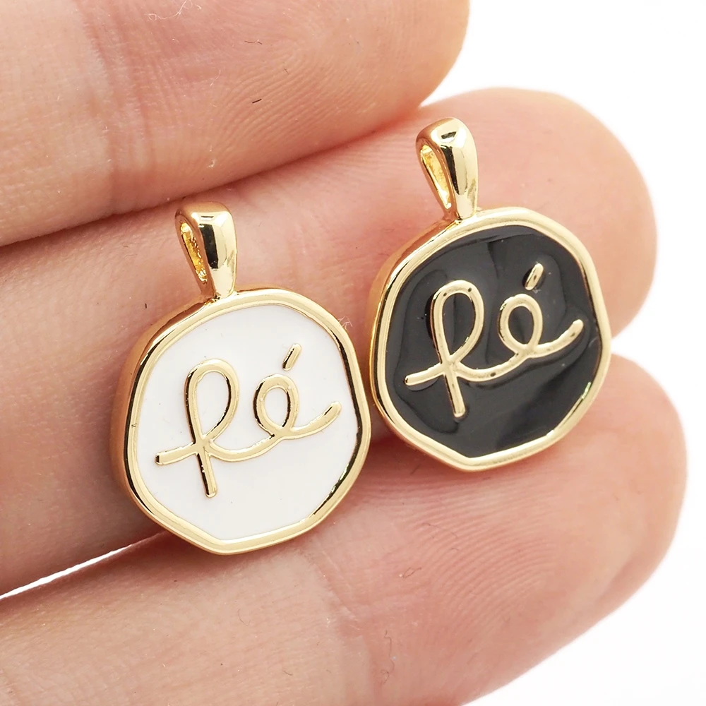 Fashion FE Irregular Round Enamel Pendants Copper Gold Plated Bracelet Necklace Charms Jewelry Making Accessories For Women