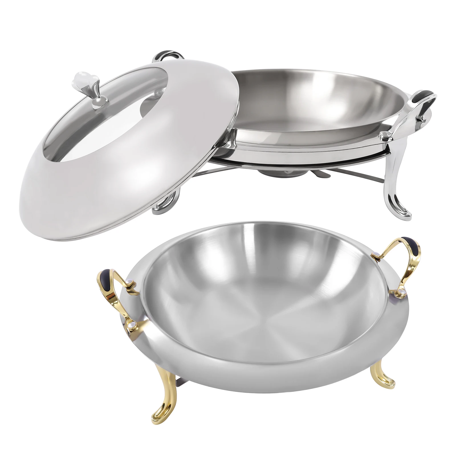 

Chafing Dish Round 3.17qt Stainless Steel Buffet Party Food Servers Food Warmers