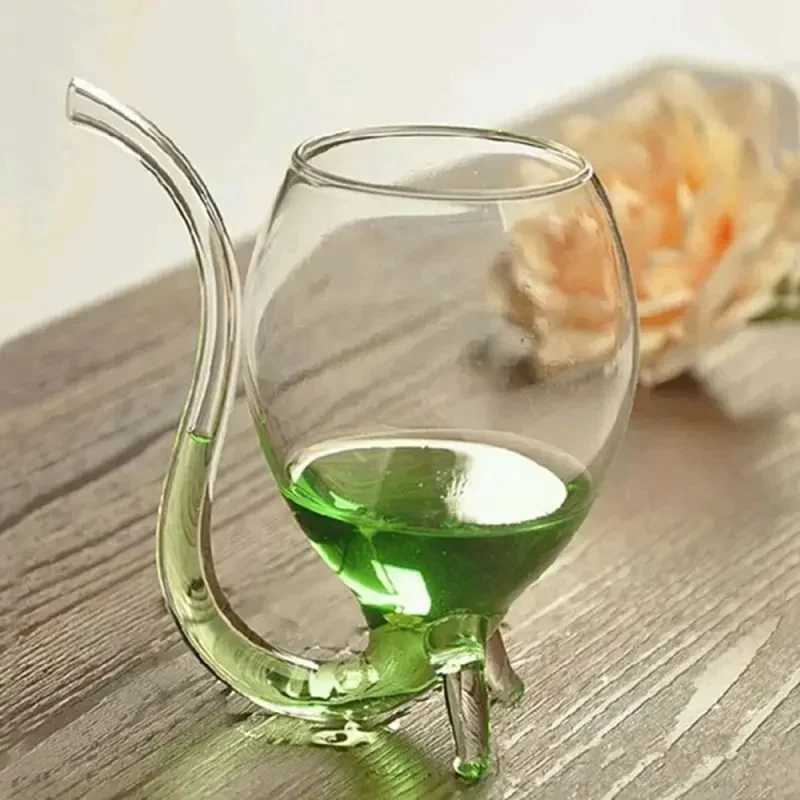 Wine Whiskey Cocktail Glass Heat Resistant Sucking Juice Milk Cup Tea Wine Cup With Drinking Tube Straw Party Supplies