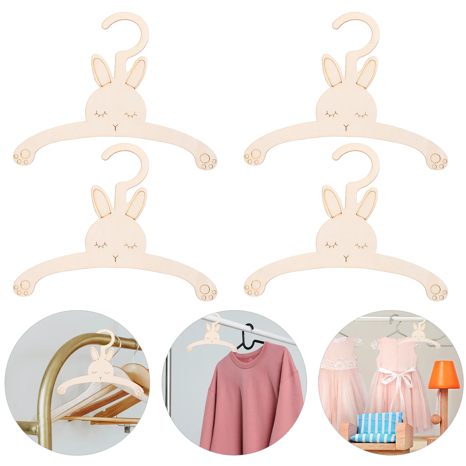 5 Pcs Rabbit Ears Children Hanger Toddler Infant Hangers Wood Childrens Clothes