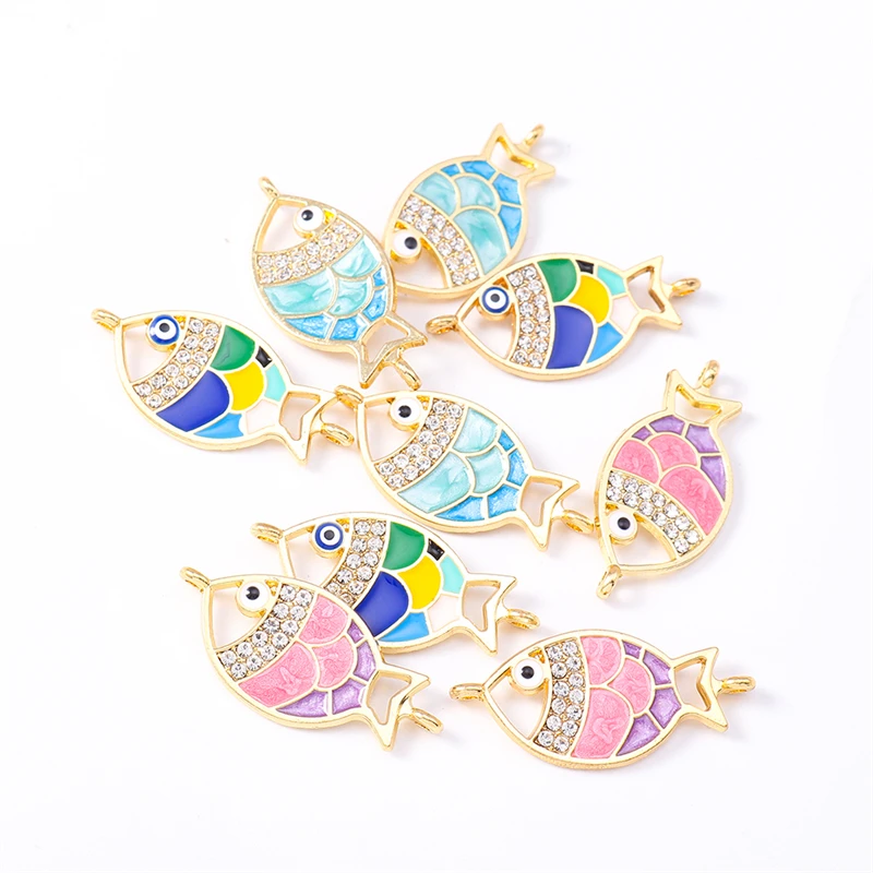 

Duarte 20Pcs/Lot Cute Crystal Enamel Fish Charms Connectors for Jewelry Making DIY Necklaces Bracelets Handmade Crafts Supplies