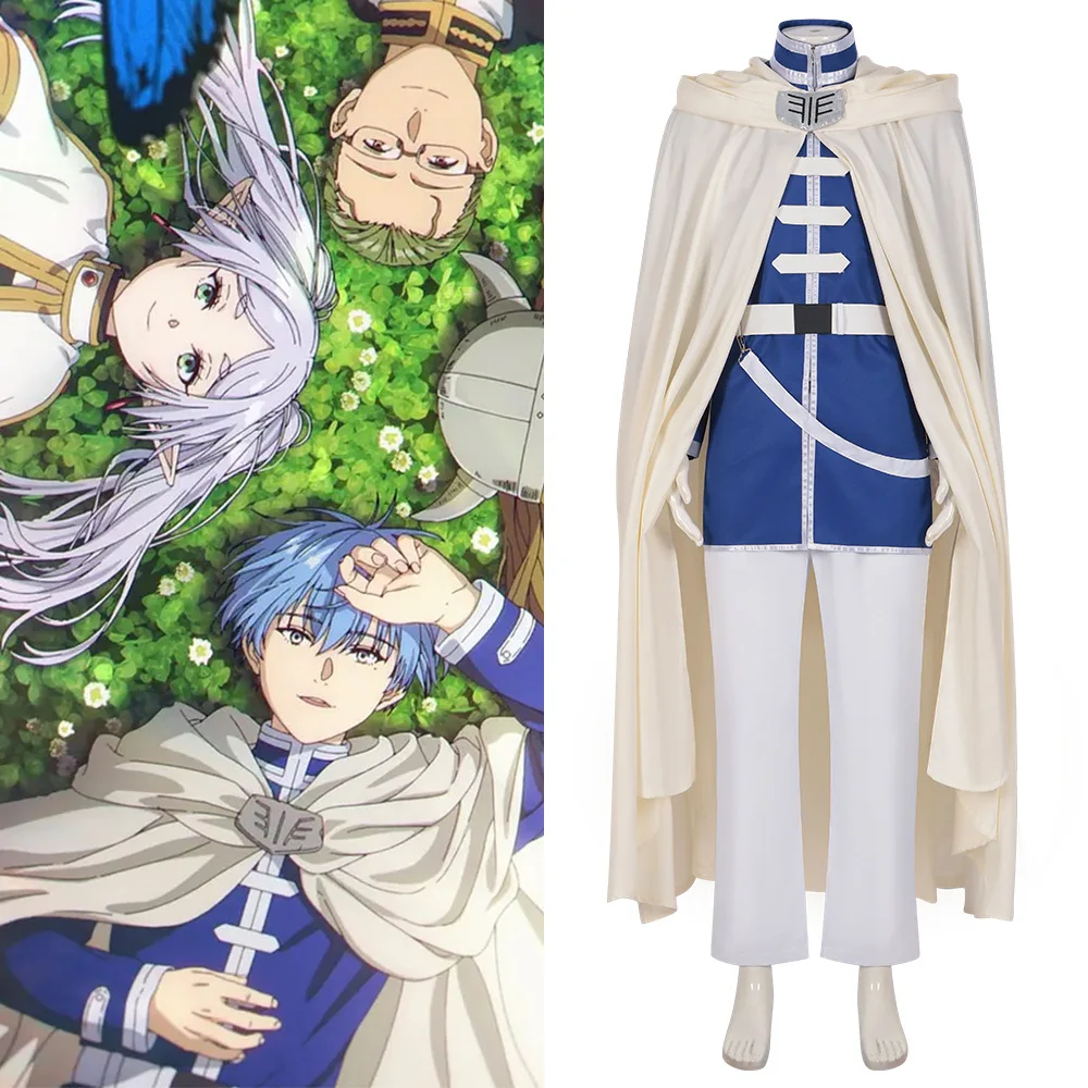 Himmel Cosplay Anime Brave costume cloak Wig Frieren Beyond Journey's End Cloak Uniform Outfit Blue Hair Halloween Man Costume