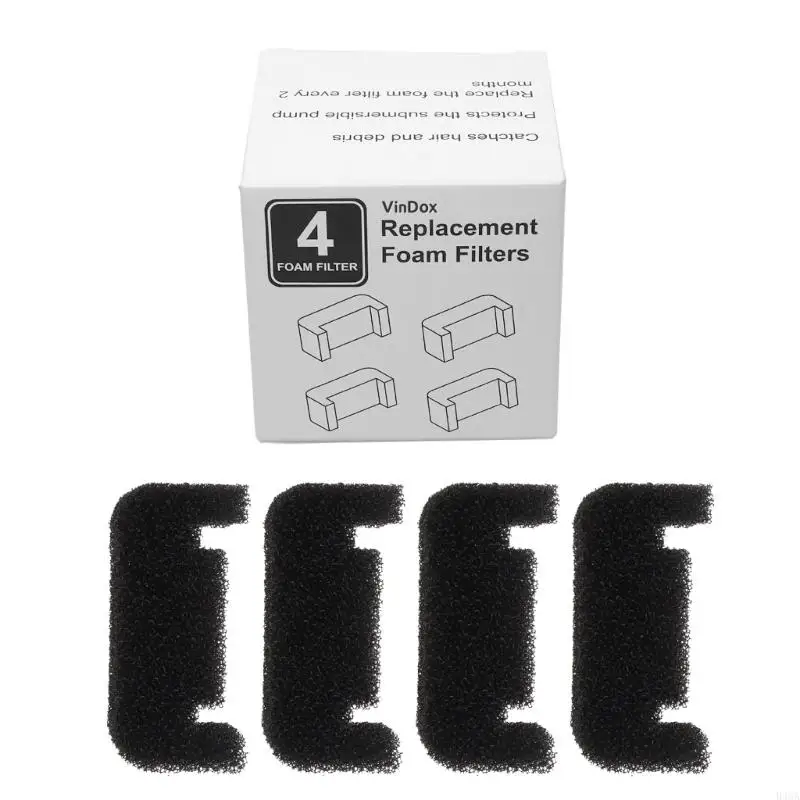 B46A 4-Piece Replacement Sponge Foam Filters for Top Stainless Steel for Cat Fountain