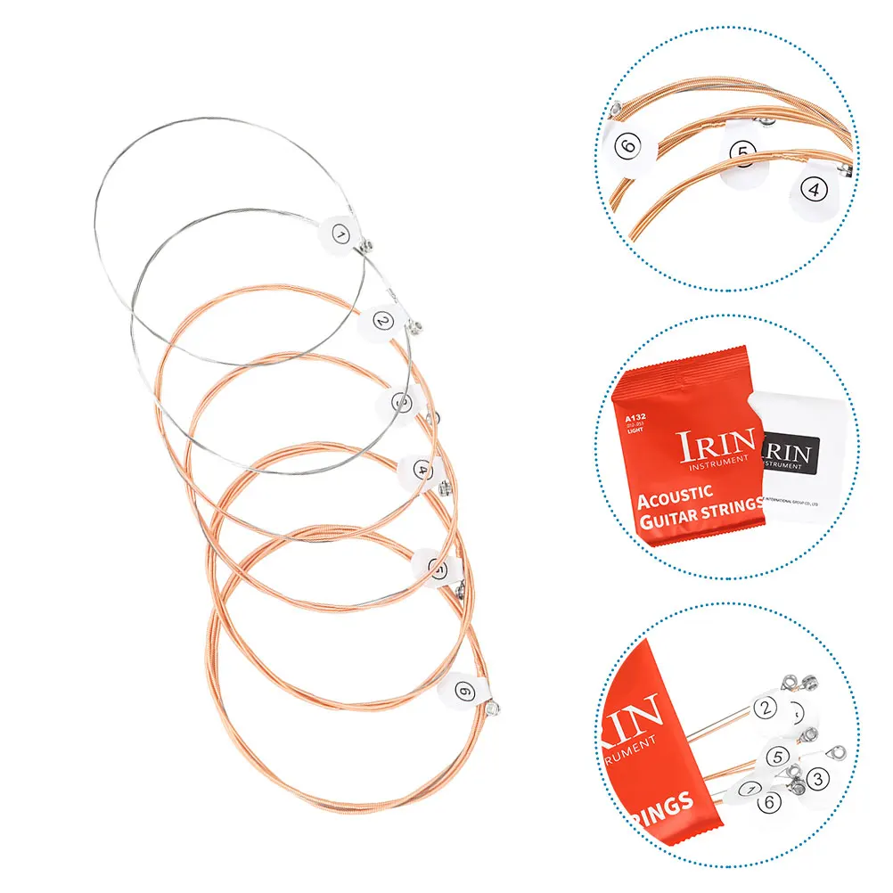 

6pcs Guitar Strings High Carbon Steel Core Acoustic Replacement Clear Sound Sustain for Folk Guitars Fingerpicking