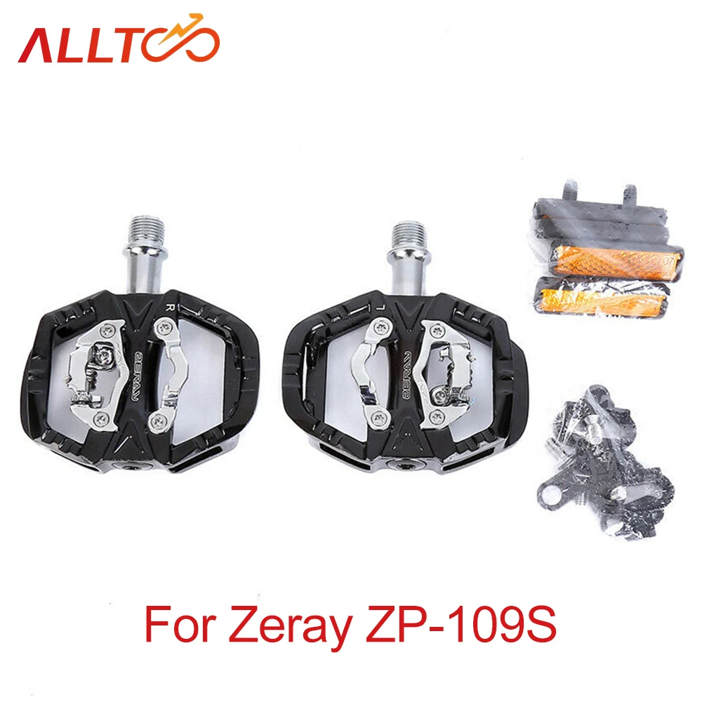 ZERAY MTB Pedals Aluminum SPD Flat Dualuse Self-locking Mountain Bike Pedals with Clips ZP-109S Reflective Bicycle Accessories