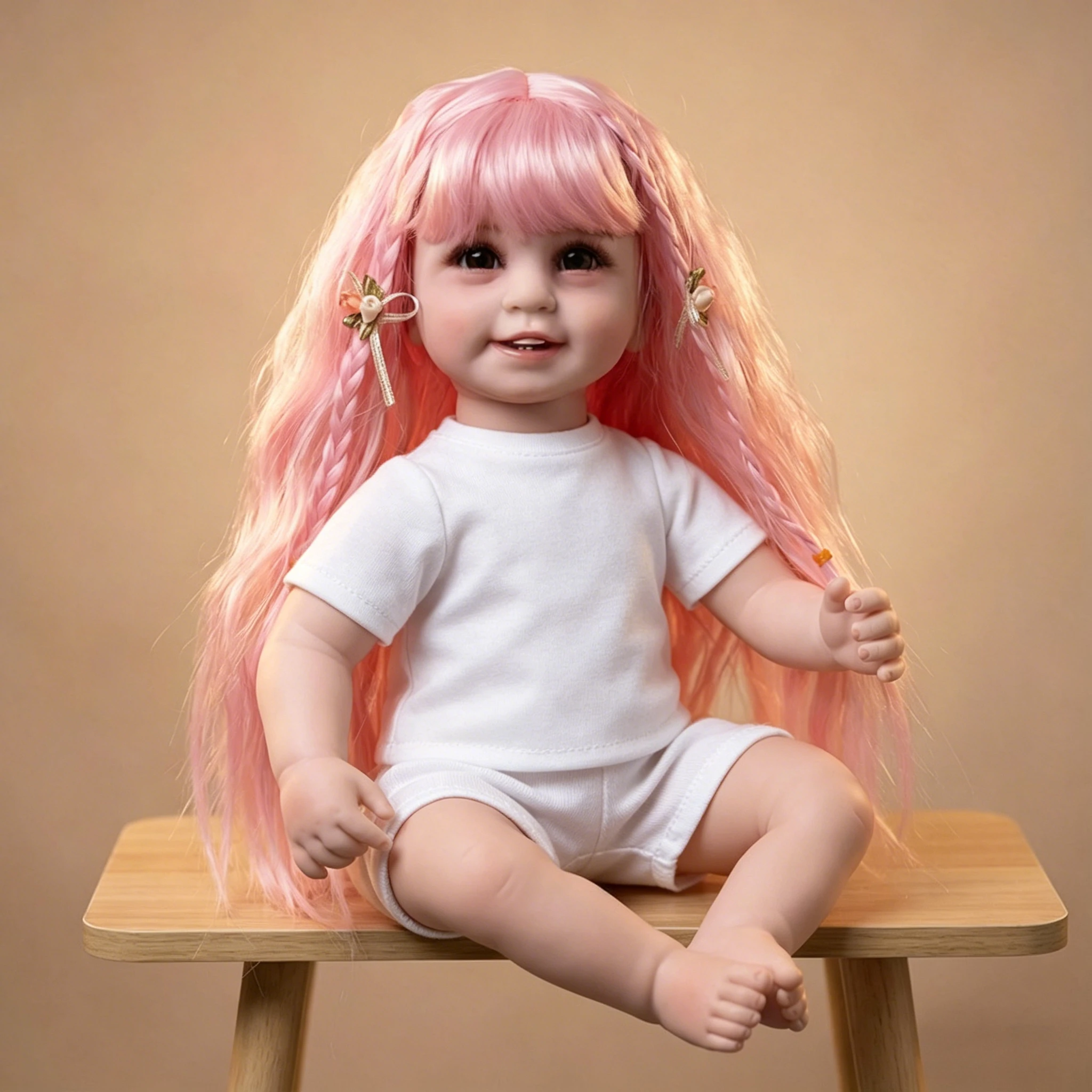 NPK 22'' Reborn Baby Doll Soft Body Nude Fashion Doll Playmate Pretend Play Toys Christmas Gifts (clothes Not  Include)