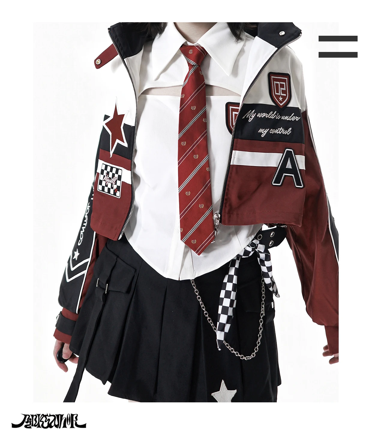 الطالب الياباني الحلو بارد دراجة نارية نمط رياضية الخريف جديد المرأة Y2K البريدي سترة سترة طويلة الأكمام قميص تنورة مجموعة