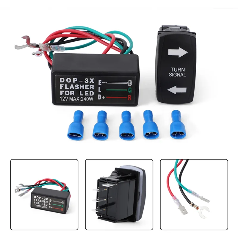 12V Universal 3-Wire Flash Controller W/Turn Signal Switch LED Light Flasher Blinker Relay for Boat Trucks Car ATV UTV