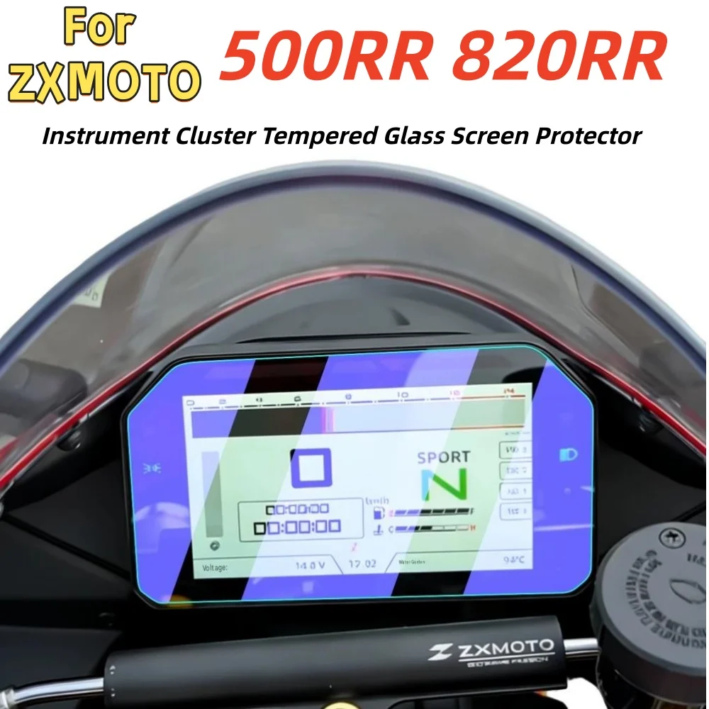 Motorcycle Explosion-Proof Tempered Glass Screen Protector for ZXMOTO 500RR/820RR (Dashboard Film/Sticker/Modification Part)