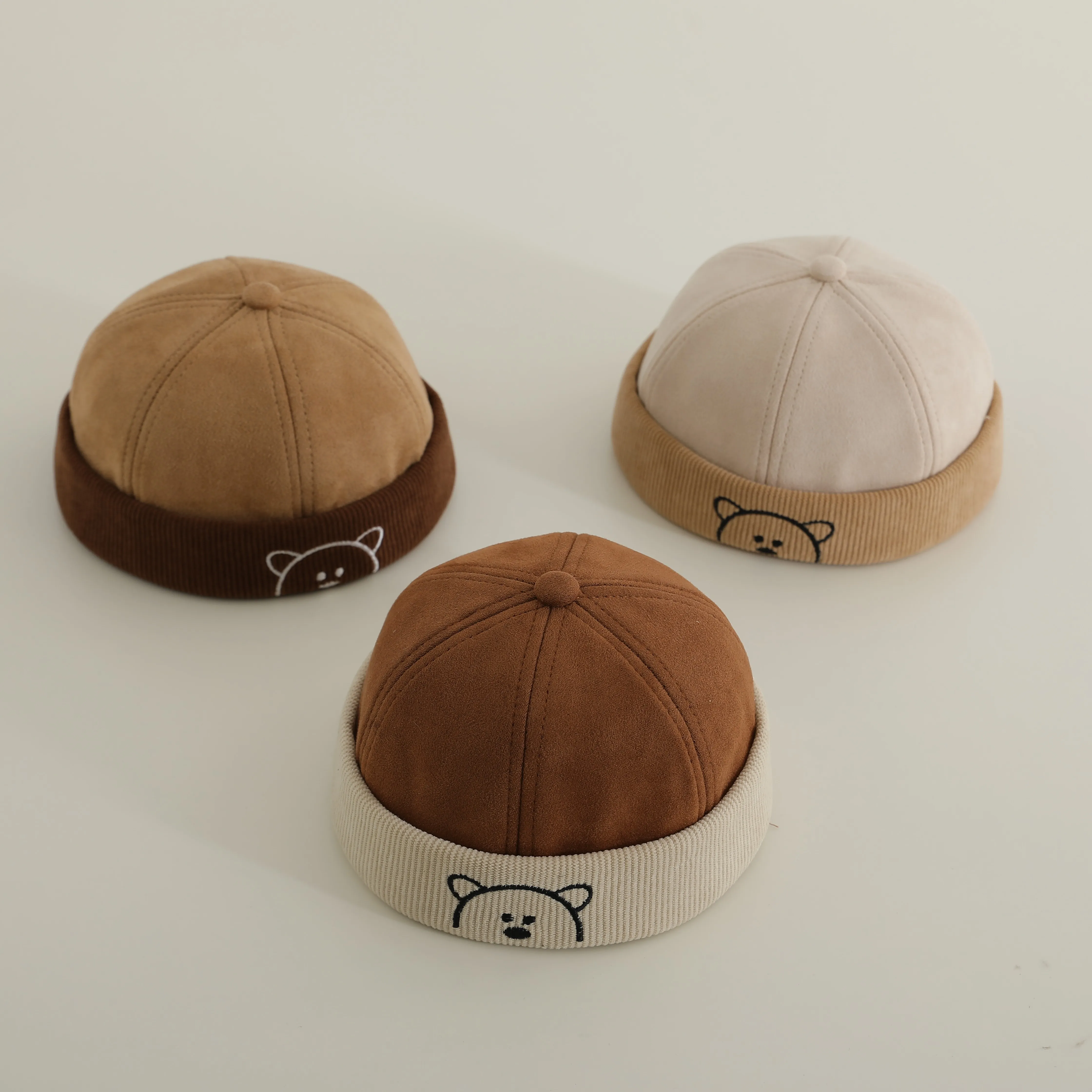 Korean Baby Adjustable Landlord Hats Boy Girl Hip Hop Docker Cap Solid Color Brimless Hats Fashion Children Melon Caps