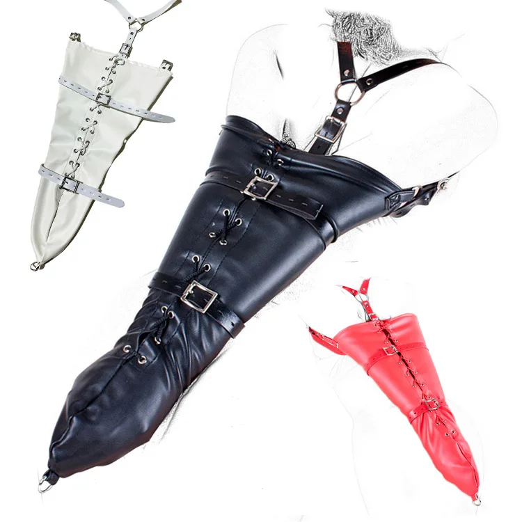 Sujetador de brazos de cuero de lujo para SM, arnés de sujeción de hombros, disfraz de bondage, correas de manga larga para el cuerpo