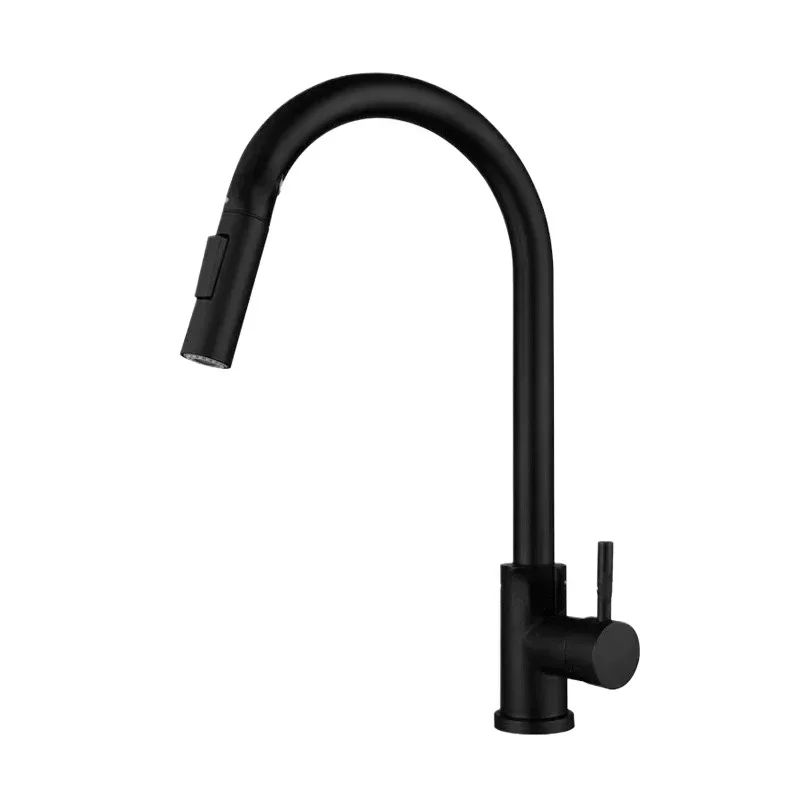 Brushed Nickel Kitchen Faucet Single Hole Pull Out Spout Kitchen Sink Mixer Tap Stream Sprayer Head Chrome/Black Mixer Tap image 3