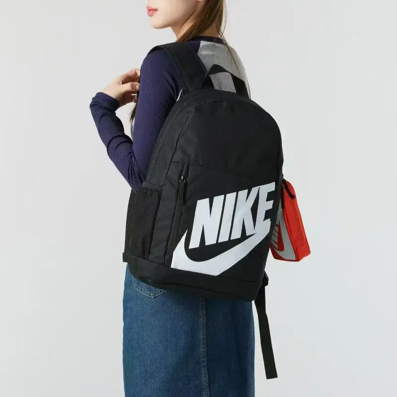Nikeelemental18L Backpack, Regular Style for Both Men and Women, Fashionable, Simple, Versatile Fabric in Dark Smoke Gray with Orange and White Accents Hj4186-070