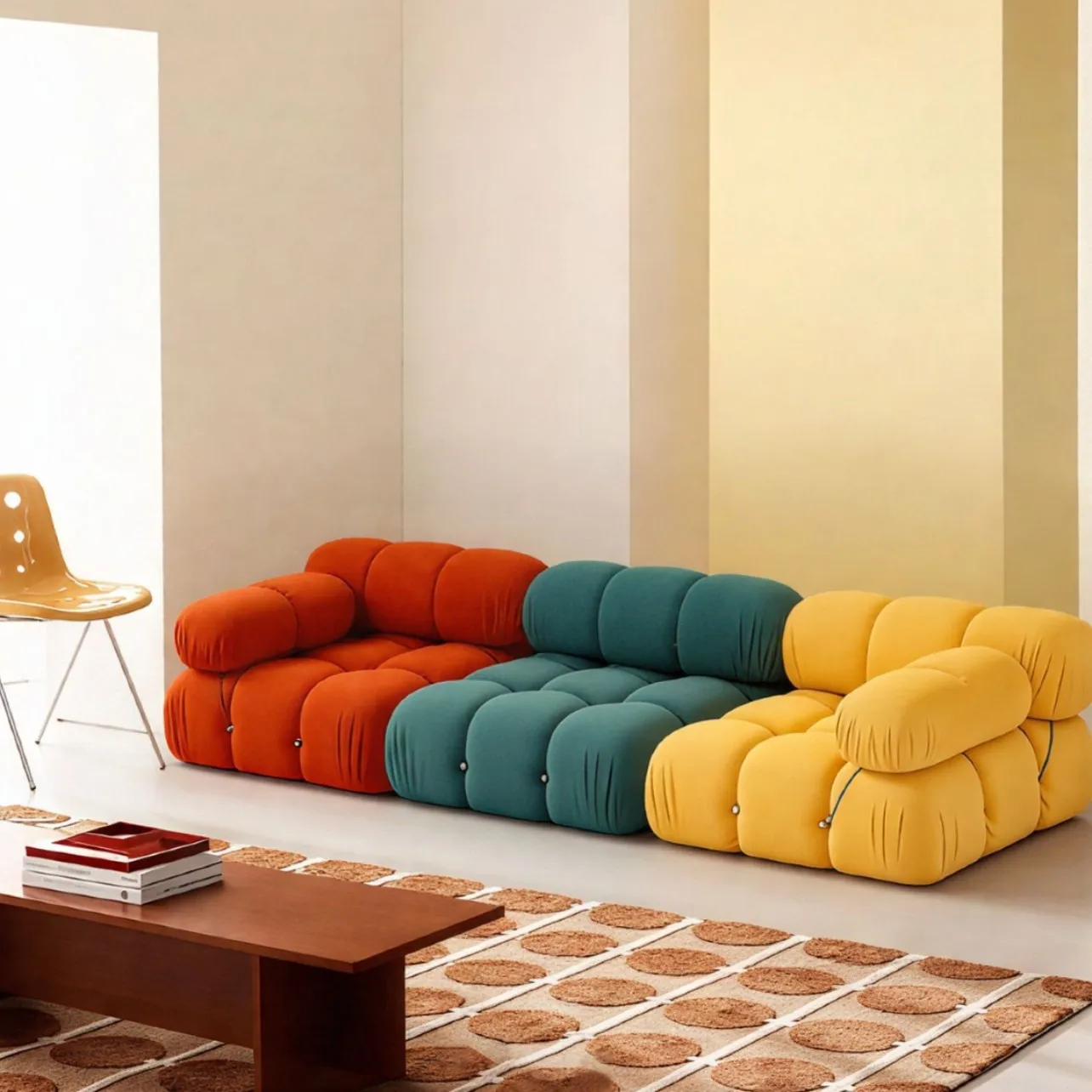 Italian simple small apartment living room sofa dopamine module double sofa designer fabric square sofa