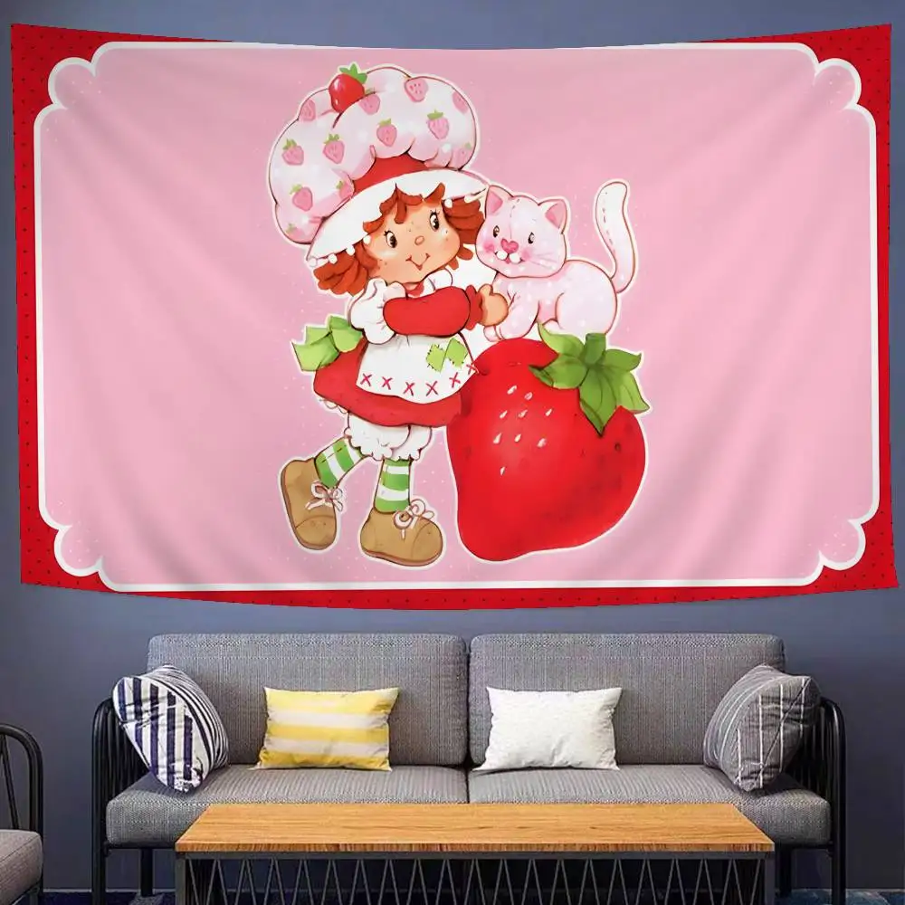 Classic Animation S-Strawberry S-Shortcake Colorful Tapestry Wall Hanging Bohemian Wall Tapestries Mandala Wall Hanging Sheets