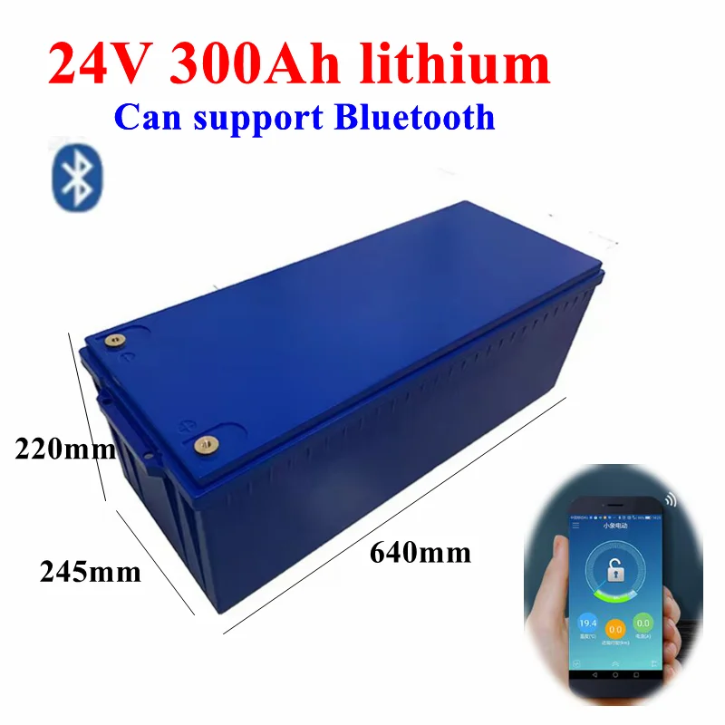 

24V 300AH Lithium battery bluetooth APP BMS li ion for 3000W RV EV Solar energy golf cart UPS +20A Charger