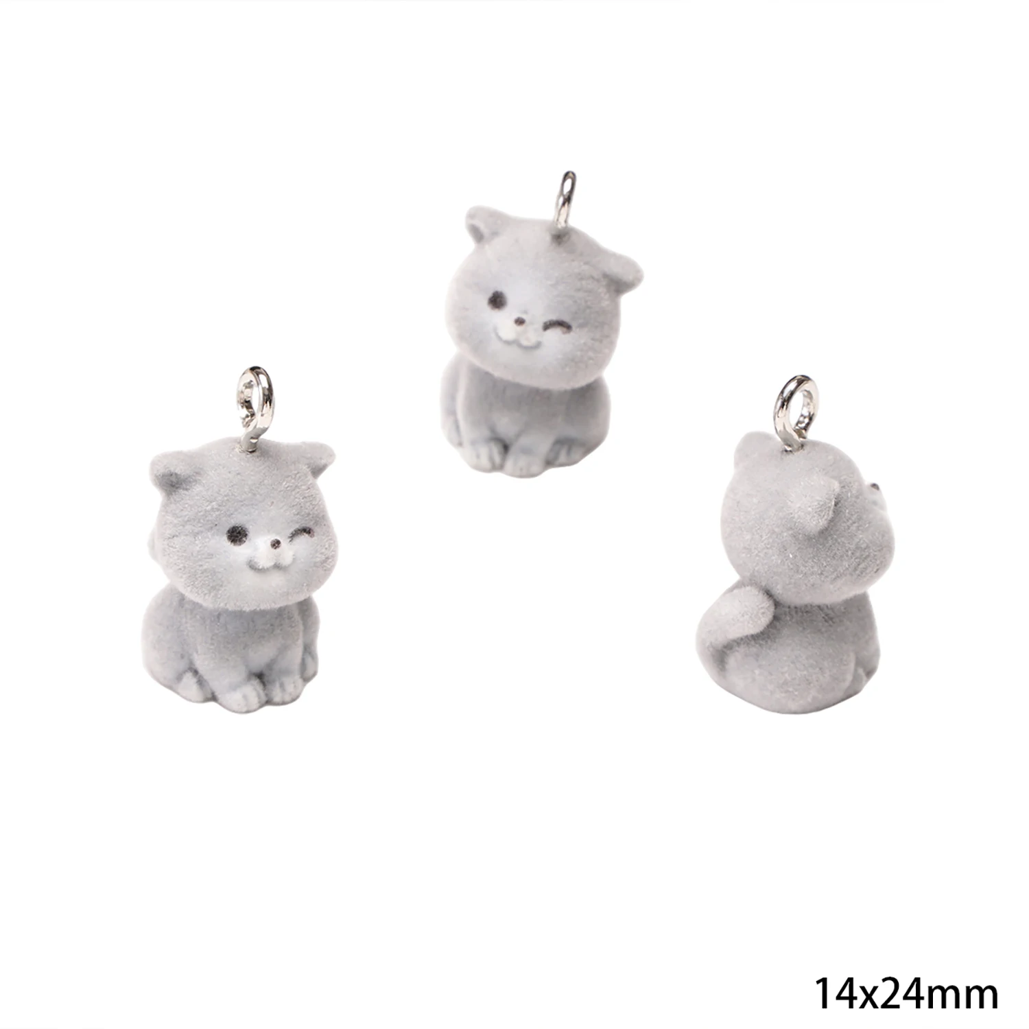 3D Flocking Resin Animal Charms for DIY Jewelry