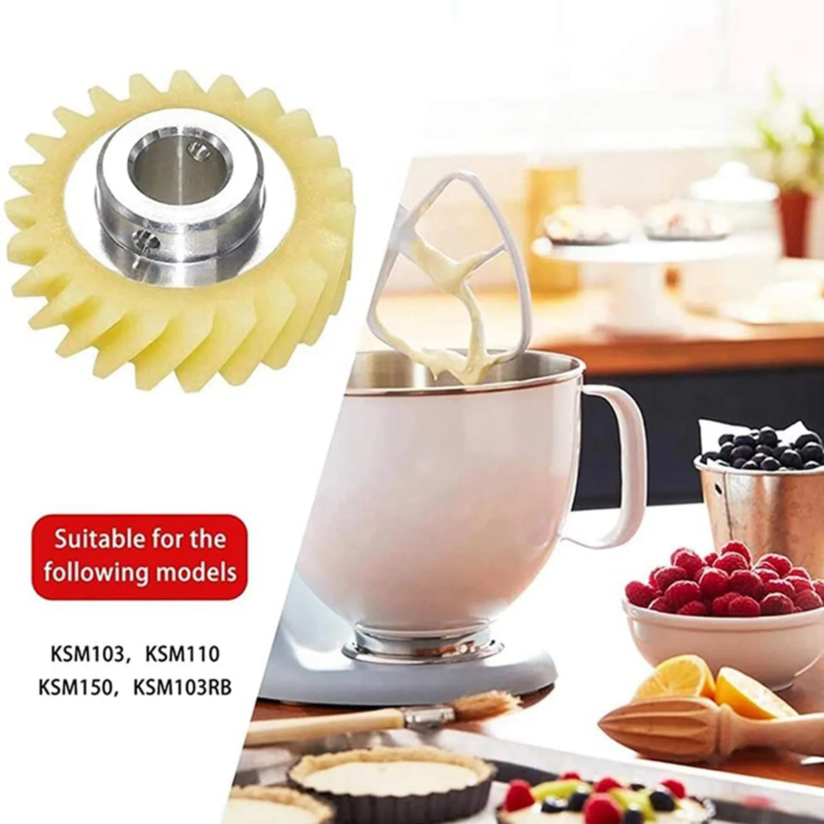 

HHO-10X W10112253 9706416 Щетки двигателя W10380496 4162897 Шестерня червячного привода миксера для Kitchenaid и 10 пар щеток для двигателя