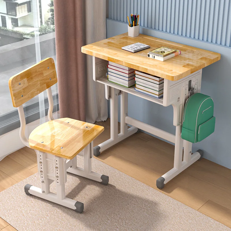 Children's Study Desk, Solid Wood Book, Student Writing Desk, Small Apartment, Adjustable Desk and Chair Set