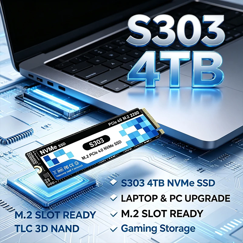S303 M.2 2280 NVMe PCIe 4.0 SSD Up to Internal Solid State Drive 500GB‑4TB For PS5 Laptop Desktop Gaming PC Storage