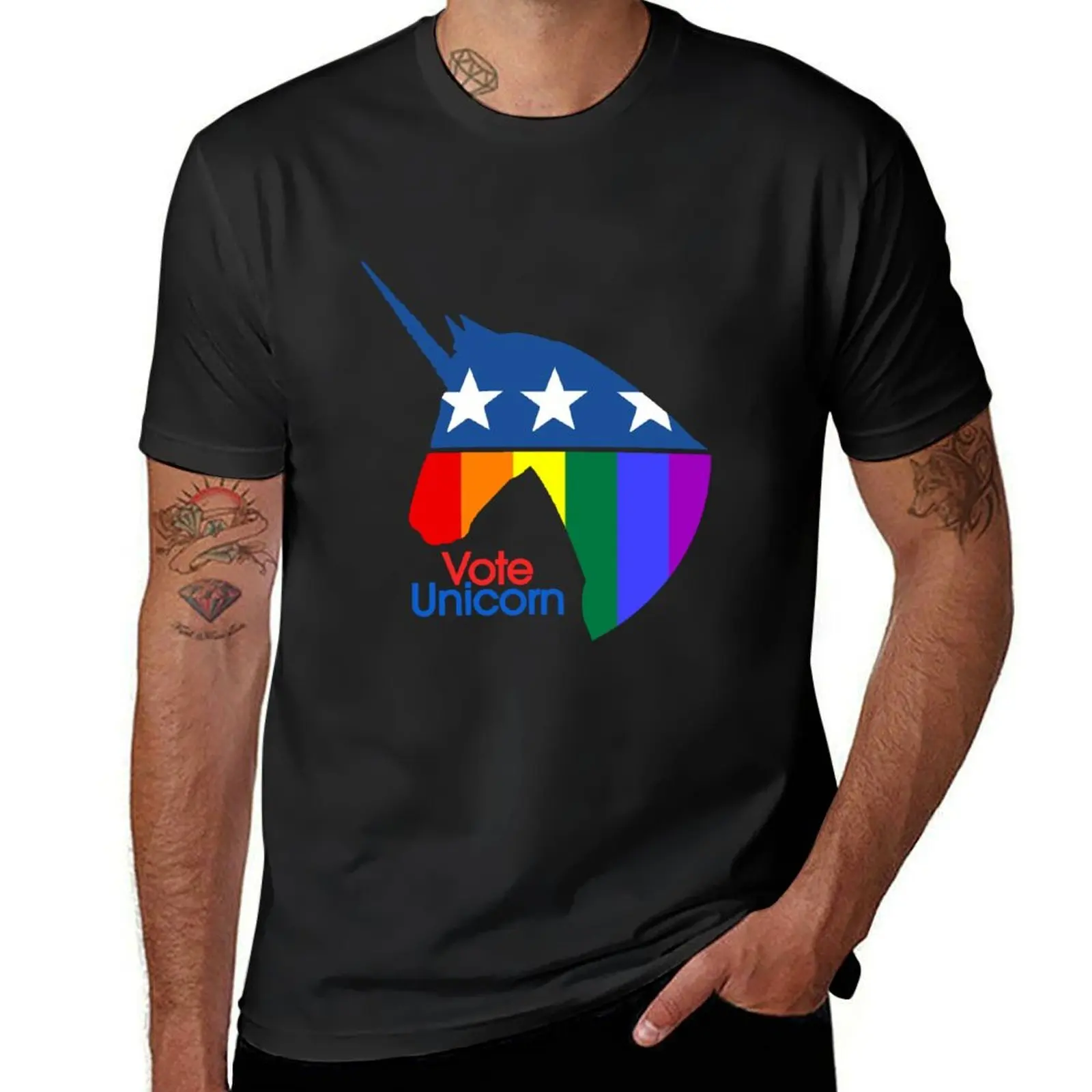 Vote Unicorn T-Shirt anime customs t shirts men