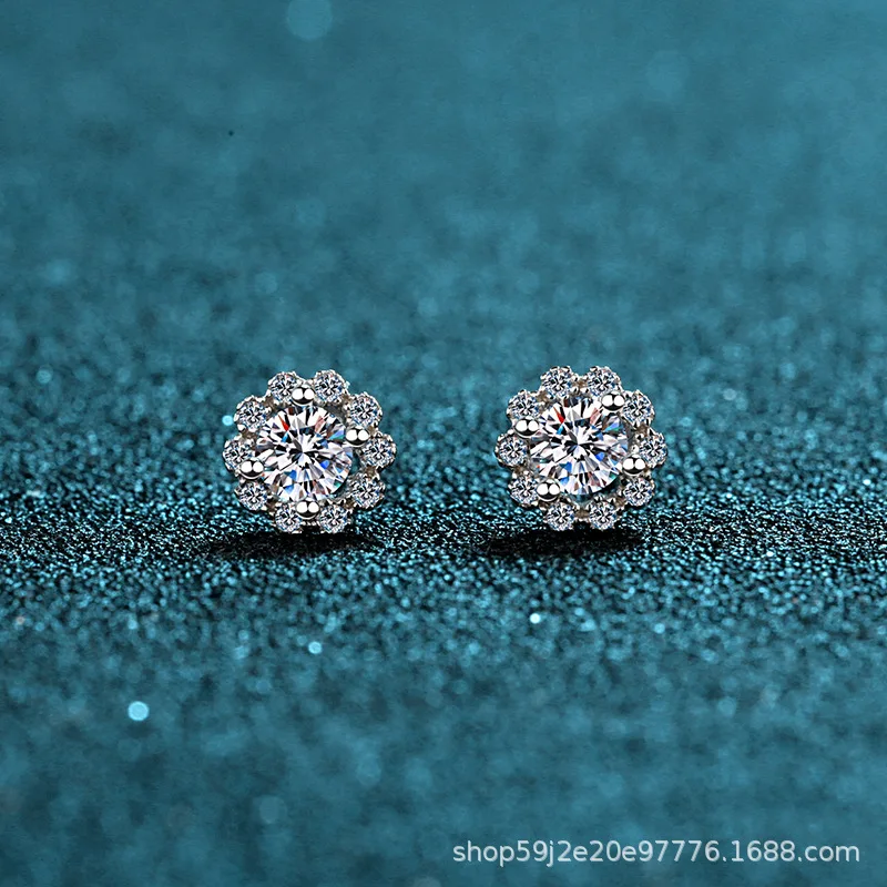 

0.5CT Brilliant Real Moissanite Diamond Stud Earrings for Women Real 925 Sterling Silver Anniversary Gift Fine Jewelry