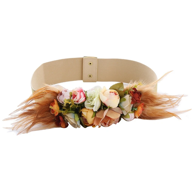 

Синие, красные эластичные пояса для женщин, эластичные пояса с цветочными перьями, платье, рубашка, корсет, ткань, Ceinture Pour Robe Cinturones