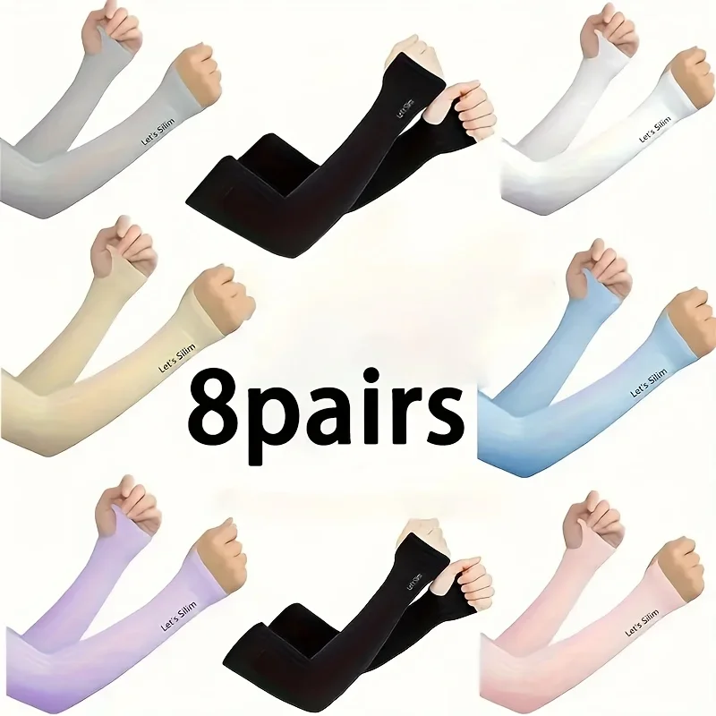 

8 pairs of cool arm covers for men and women, summer travel sleeves, breathable and stretchable, mixed in a variety of colorsHHH