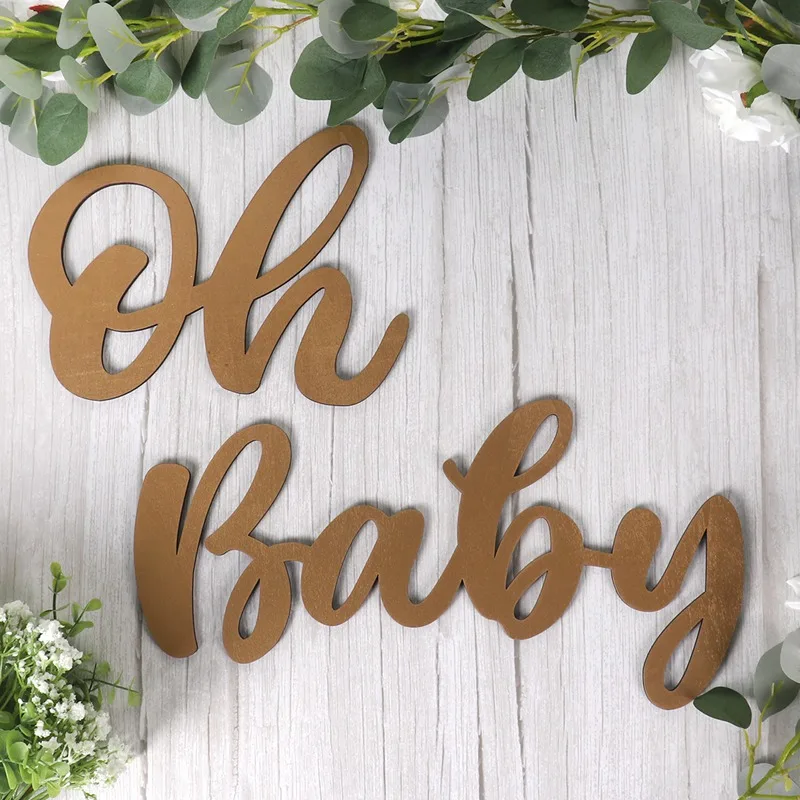 

Wooden Oh Baby Sign Wall Stickers First 1 One 1st Birthday Party Baby Shower Decorations Boy Girl Gender Reveal Baptism Decor