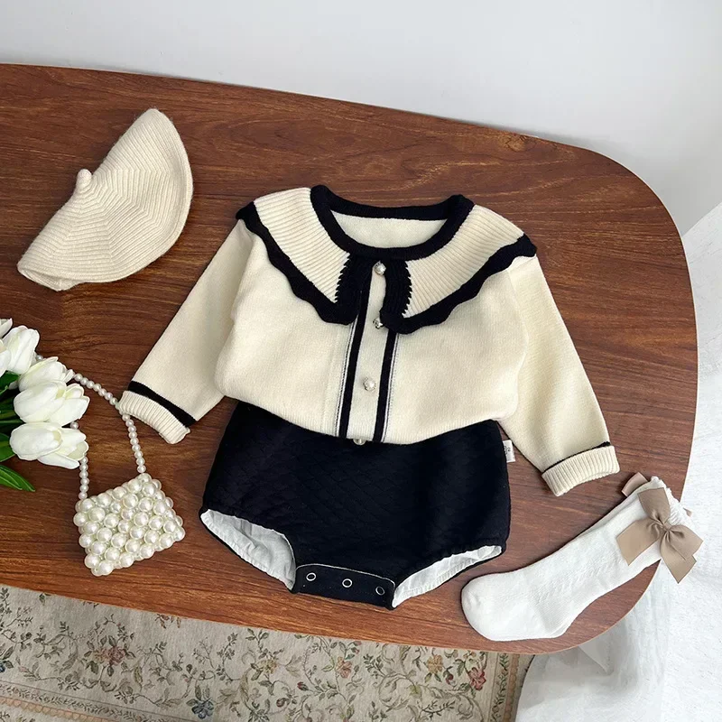 Baby Rompers Spring and Autumn Korean Style Small Fragrance Baby Suit Western Style Sweater +pants Baby Girl Baby Two-piece Set