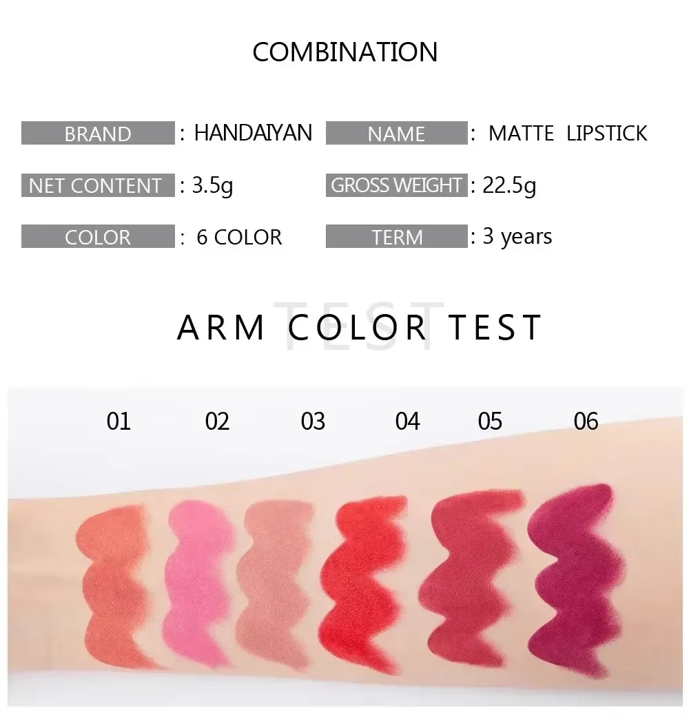 2025 New Sexy 6 Colors Lips Makeup Lipstick Lip Gloss Long Lasting Moisture Cosmetic Lipstick Red Lip Matte Lipstick Waterproof