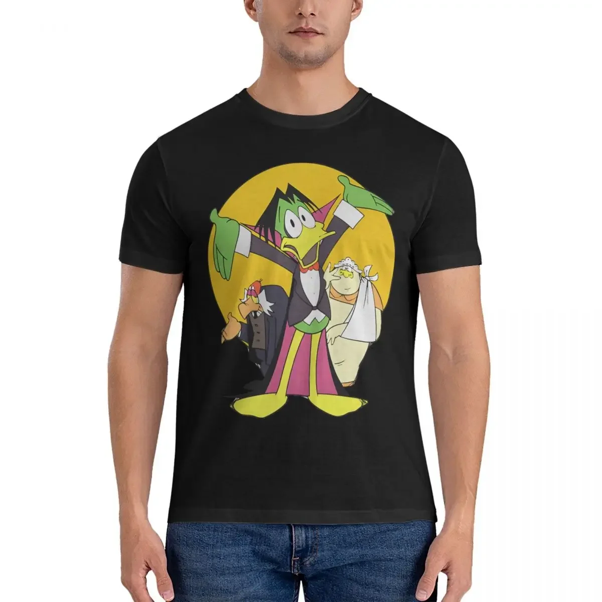 Halloween Men's T Shirts Count Duckula Novelty Tee Shirt Short Sleeve Crewneck T-Shirt 100% Cotton Summer Clothing