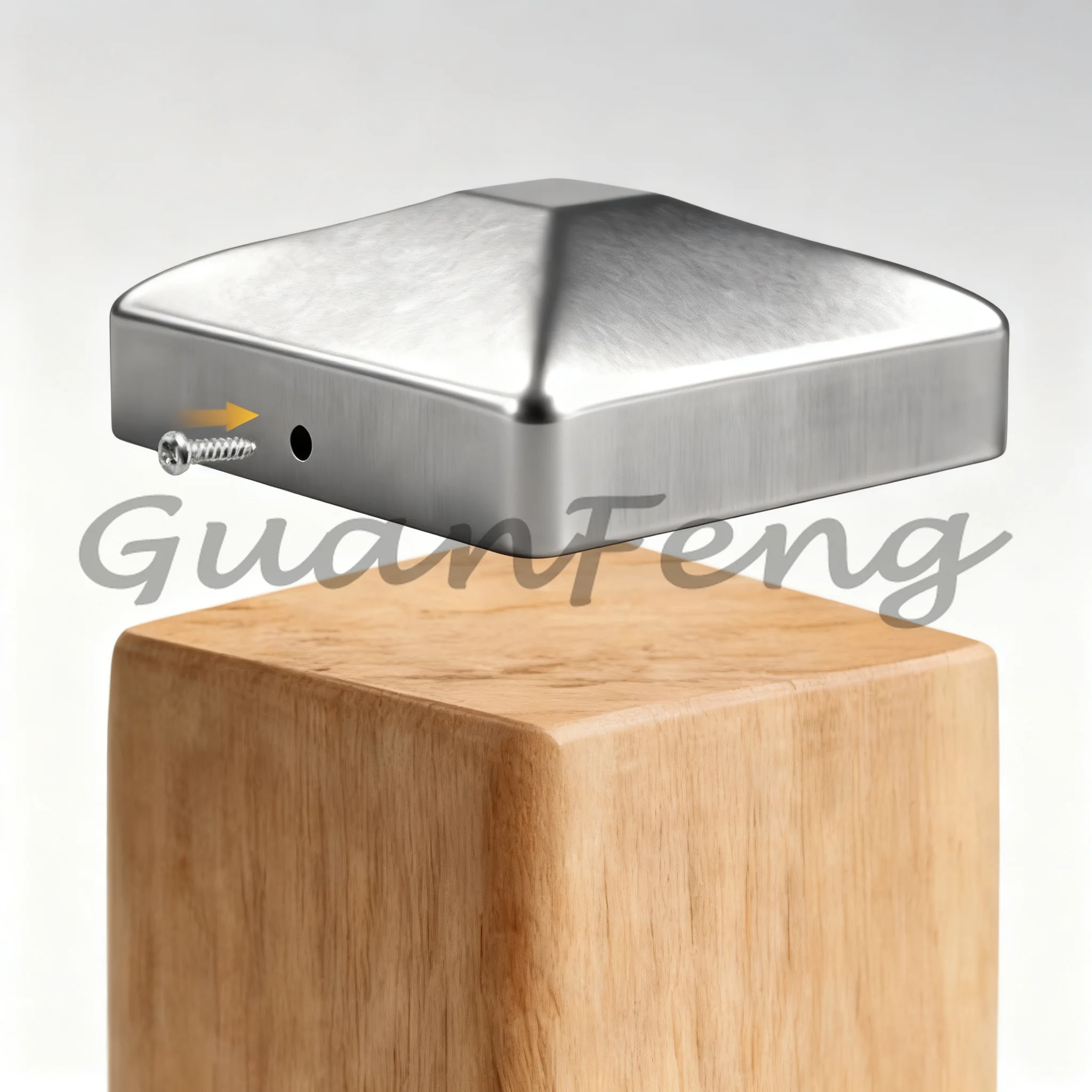 Silver Pyramid Fence Post Cap 7×7cm, Zinc Steel Protective Top Cover for Wooden Deck Railing Post Replacement