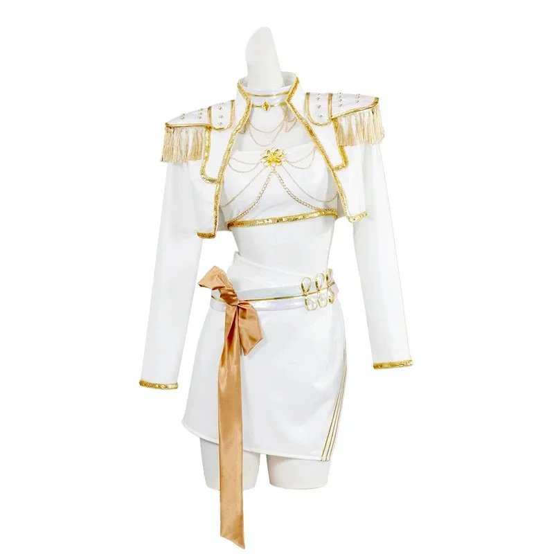 Q156KPop رومي ميرا زوي الأبيض بدلة الغناء النساء حفلة لعب الأدوار الزي هالوين كرنفال تأثيري حلي