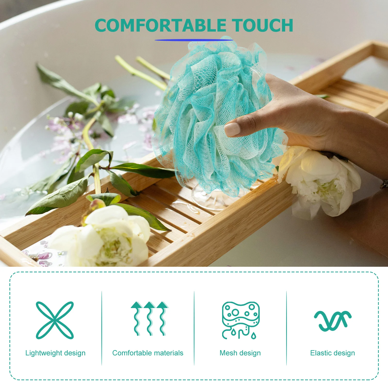 

4Pcs Bathing Ball Body Scrubber Soft Durable Pe Material Hanging Shower Loofah Exfoliating Skin Cleaning Tool Lightweight