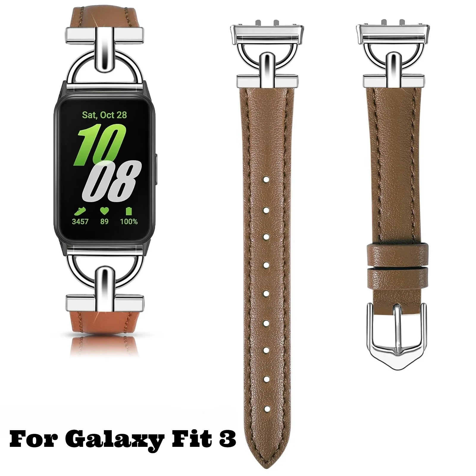 Correa de Metal y cuero para Samsung Galaxy Fit 3, accesorios para reloj inteligente Samsung Fit 3, pulsera para Galaxy Fit 3, cinturón
