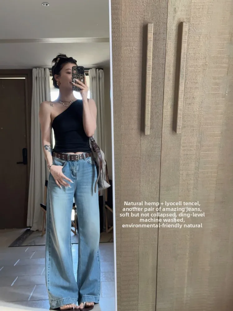 

Chier Natural Han Ma Levis Soft Straight Leg Bell Bottom Jeans High Waist Wide Leg Pants Casual Summer Denim Trousers