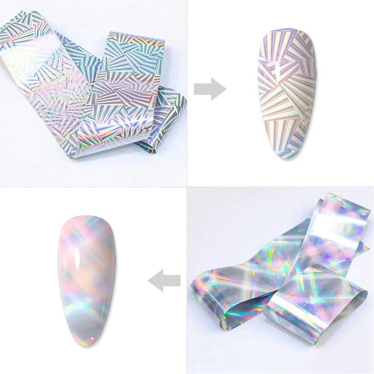 ABKB 10 لفات رقائق الأظافر ملصقات البولندية المعدنية اللون النجوم ورقة نقل احباط يلتف لاصق الشارات مسمار الفن زينة